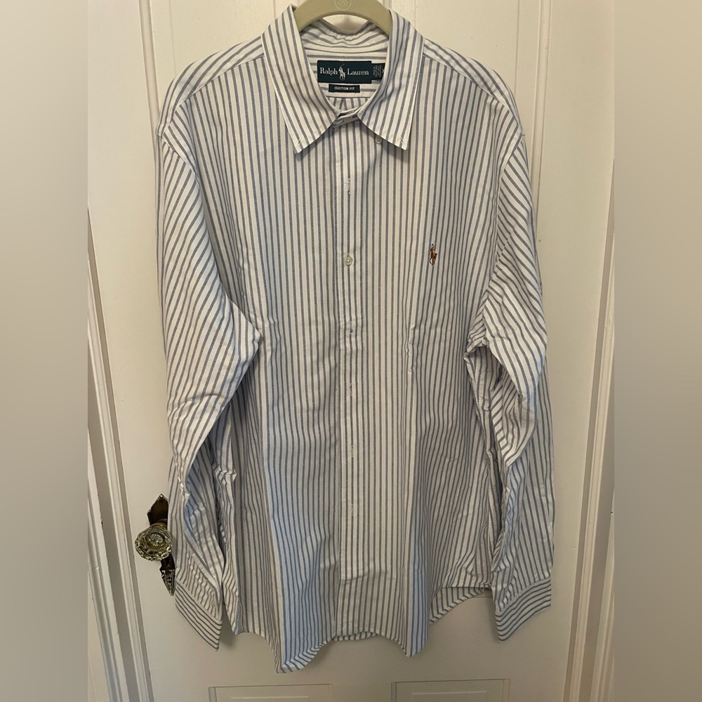 Ralph Lauren men’s blue and white stripe classic button down size XL